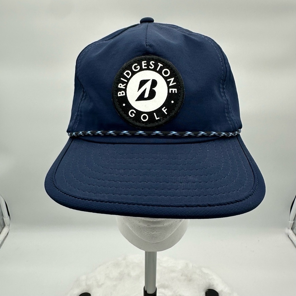 Bridgestone Golf Rope Cap Navy SnapBack 100% Polyester Dad Hat - Picture 3 of 13